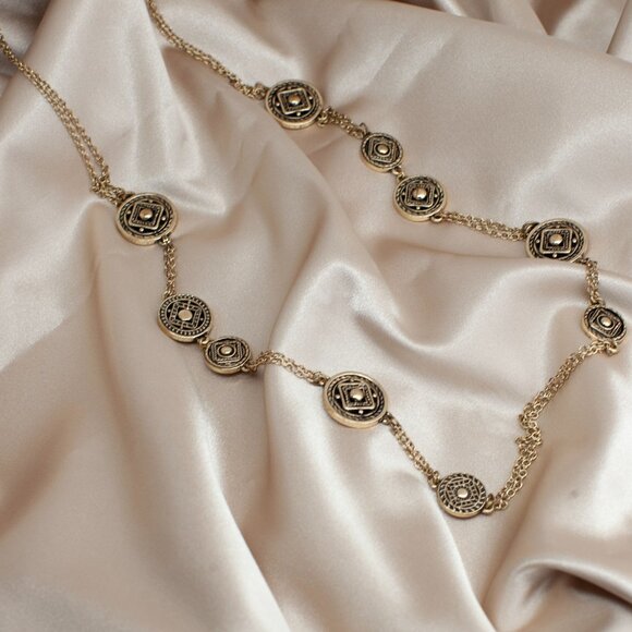 Long Medallion Chain Necklace - Picture 3 of 7